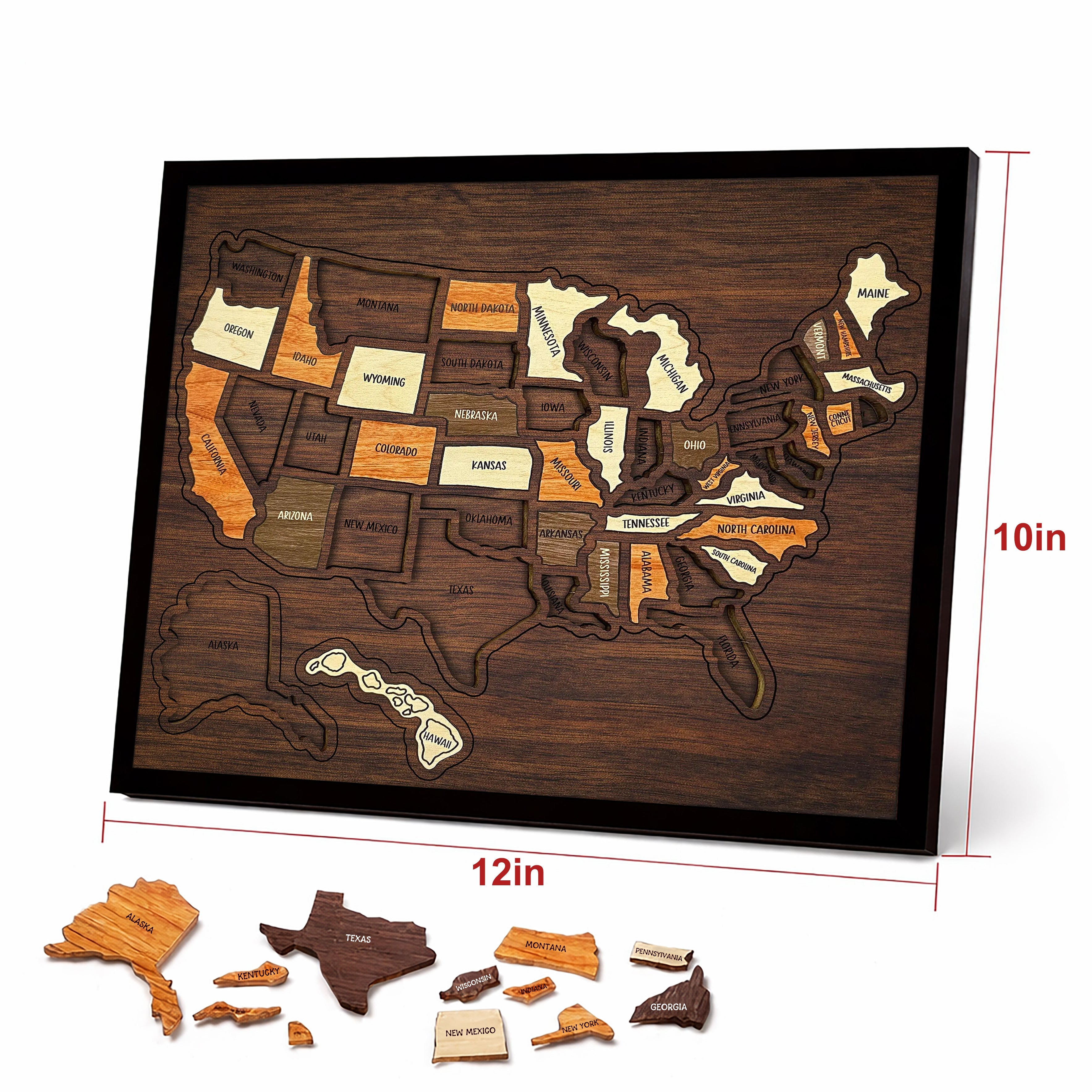 🇺🇸 Wooden USA Travel Map Puzzle🧩A Stylish Way to Track Your Journey & Memories🔥