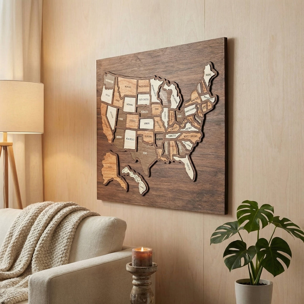 🇺🇸 Wooden USA Travel Map Puzzle🧩A Stylish Way to Track Your Journey & Memories🔥