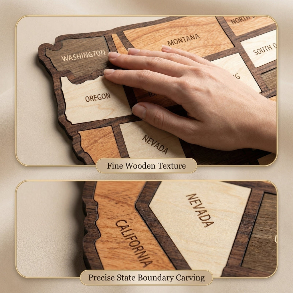 🇺🇸 Wooden USA Travel Map Puzzle🧩A Stylish Way to Track Your Journey & Memories🔥