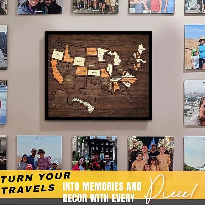🇺🇸 Wooden USA Travel Map Puzzle🧩A Stylish Way to Track Your Journey & Memories🔥